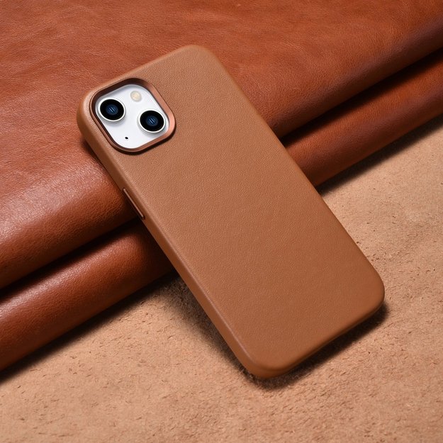 iCarer Case Leather Case Cover for iPhone 14 Brown (WMI14220705-BN) (MagSafe Compatible) 27