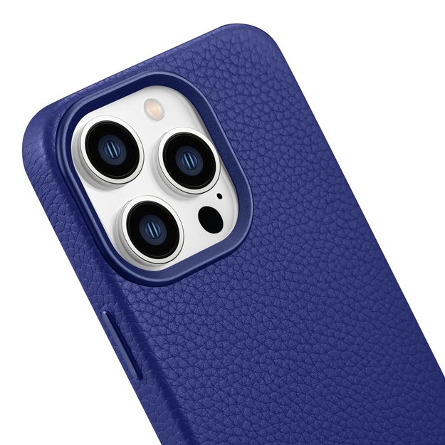 iCarer Litchi Premium Leather Case iPhone 14 Pro Magnetic Leather Case with MagSafe Dark Blue (WMI14220710-DB) 5