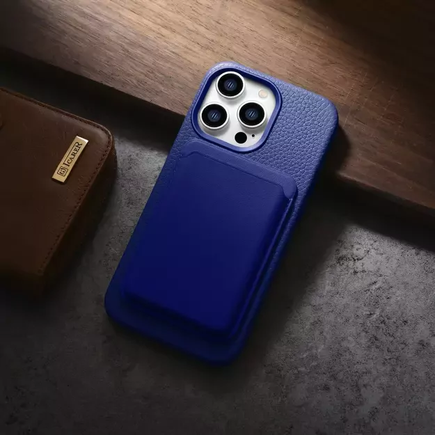 iCarer Litchi Premium Leather Case iPhone 14 Pro Magnetic Leather Case with MagSafe Dark Blue (WMI14220710-DB) 38