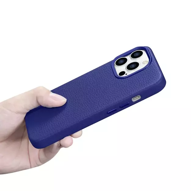 iCarer Litchi Premium Leather Case iPhone 14 Pro Magnetic Leather Case with MagSafe Dark Blue (WMI14220710-DB) 41
