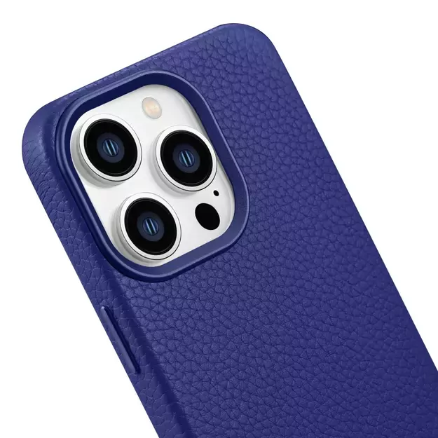 iCarer Litchi Premium Leather Case iPhone 14 Pro Magnetic Leather Case with MagSafe Dark Blue (WMI14220710-DB) 30