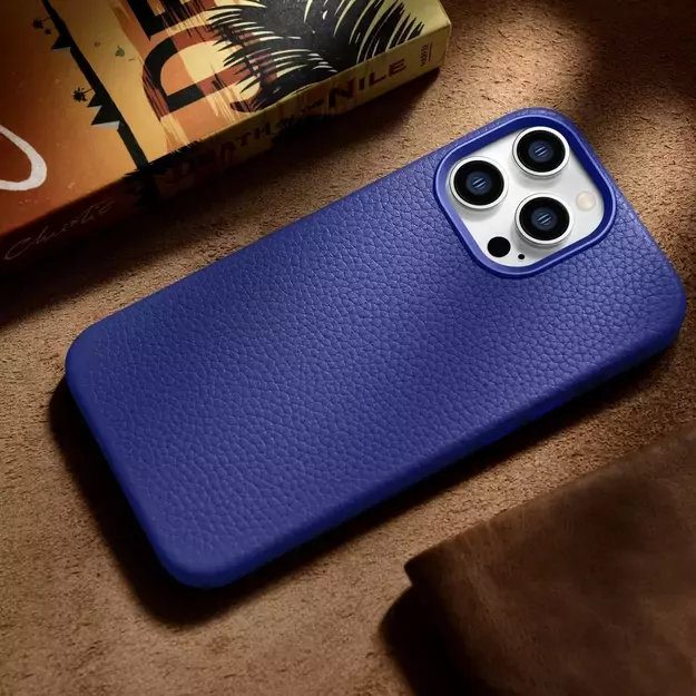 iCarer Litchi Premium Leather Case iPhone 14 Pro Magnetic Leather Case with MagSafe Dark Blue (WMI14220710-DB) 36
