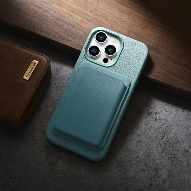 iCarer Litchi Premium Leather Case iPhone 14 Pro Max Magnetic Leather Case with MagSafe Green (WMI14220712-GN) 38