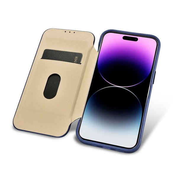 iCarer CE Premium Leather Folio Case iPhone 14 Pro Max Magnetic Flip Leather Folio Case MagSafe Blue (WMI14220716-BU) 1