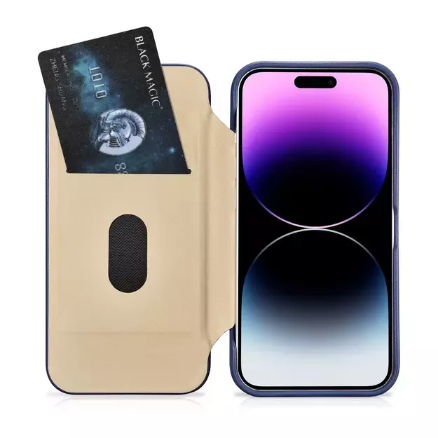 iCarer CE Premium Leather Folio Case iPhone 14 Pro Max Magnetic Flip Leather Folio Case MagSafe Blue (WMI14220716-BU) 52