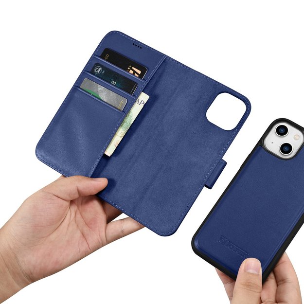 iCarer Wallet Case 2in1 Case iPhone 14 Anti-RFID Leather Flip Case Blue (WMI14220725-BU) 30