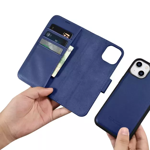 iCarer Wallet Case 2in1 Case iPhone 14 Anti-RFID Leather Flip Case Blue (WMI14220725-BU) 29