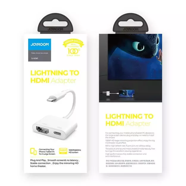 Joyroom S-H141 Lightning (male) - HDMI FullHD 1080p 60Hz (female) / Lightning (female) adapter - white 4