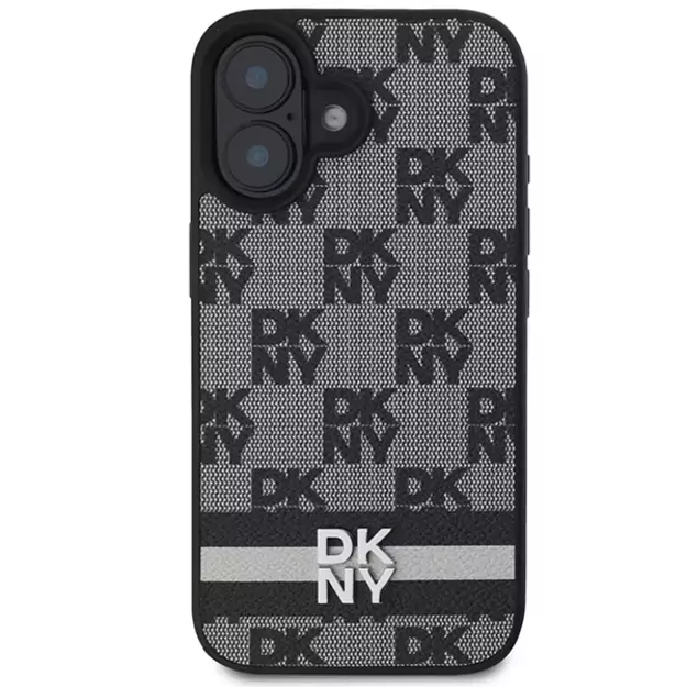 DKNY Checkered Pattern &amp  Printed Stripes case for iPhone 16 - black 2