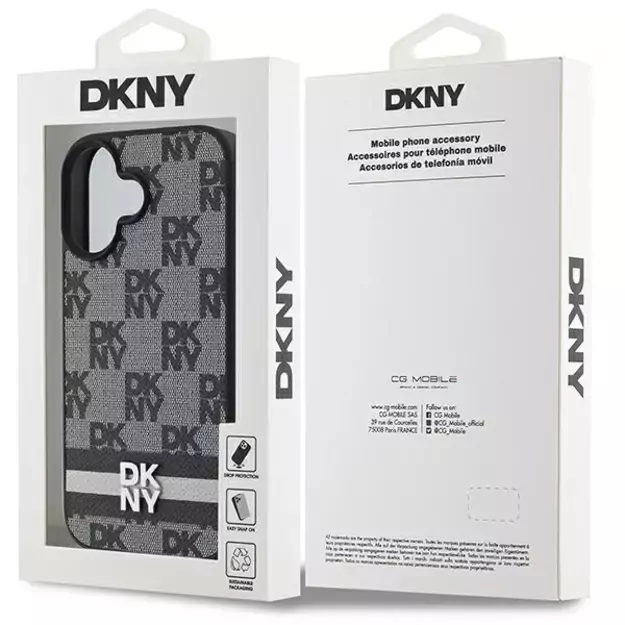 DKNY Checkered Pattern &amp  Printed Stripes case for iPhone 16 - black 7
