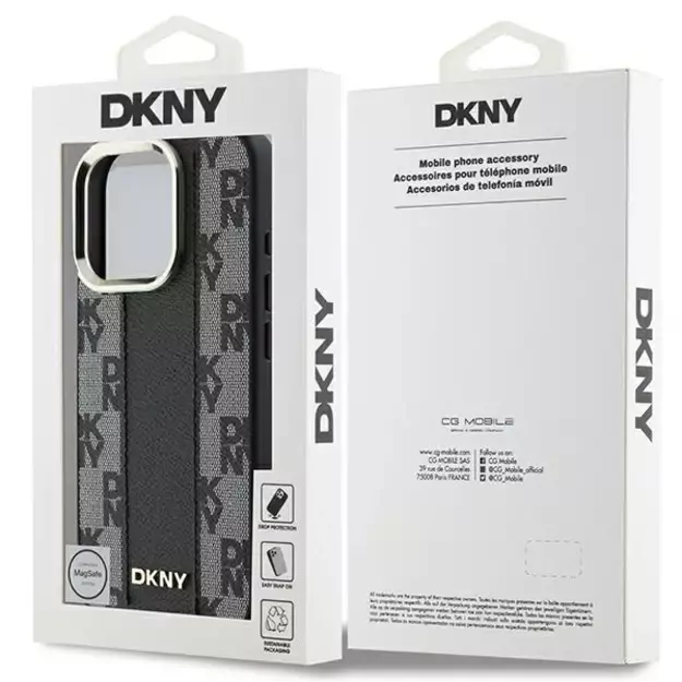 DKNY Checkered Pattern Magsafe iPhone 16 Pro Case - Black 12
