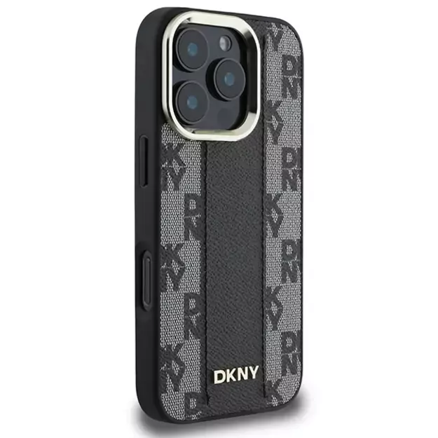 DKNY Checkered Pattern Magsafe iPhone 16 Pro Case - Black 8