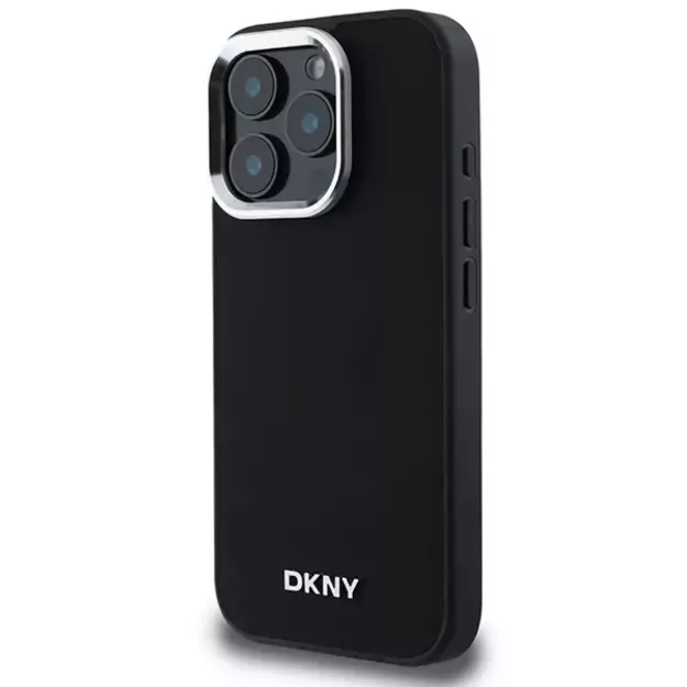 DKNY Plain Silver Logo MagSafe iPhone 16 Pro Max Case - Black 1