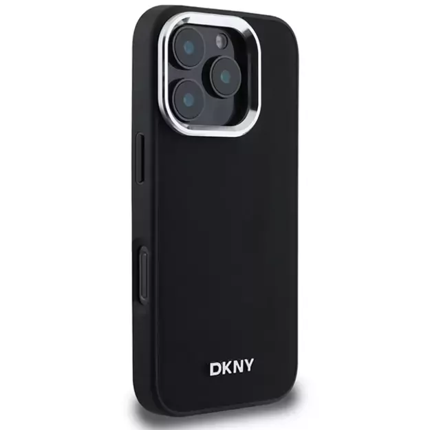 DKNY Plain Silver Logo MagSafe iPhone 16 Pro Max Case - Black 2