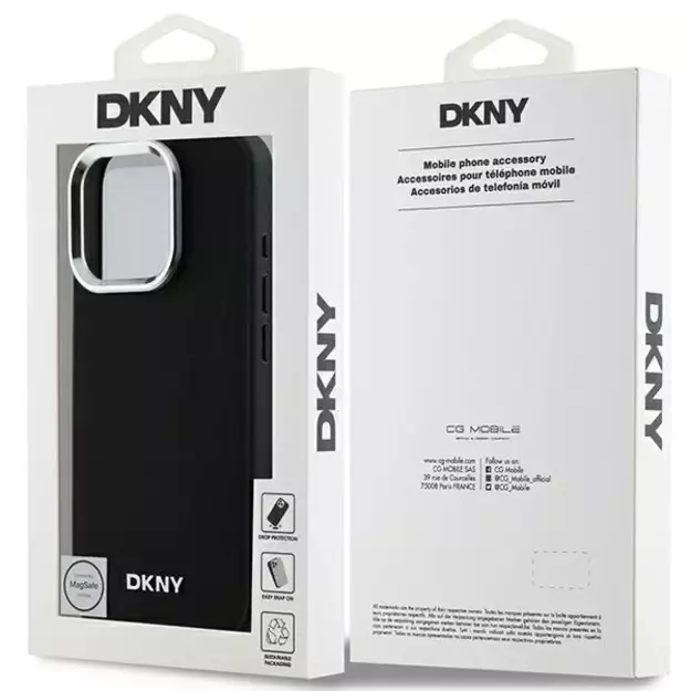 DKNY Plain Silver Logo MagSafe iPhone 16 Pro Max Case - Black 6
