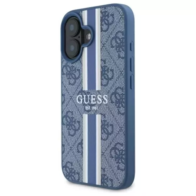 Guess 4G Printed Stripes MagSafe case for iPhone 16 - blue 1