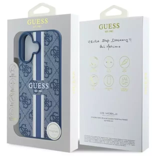 Guess 4G Printed Stripes MagSafe case for iPhone 16 - blue 7