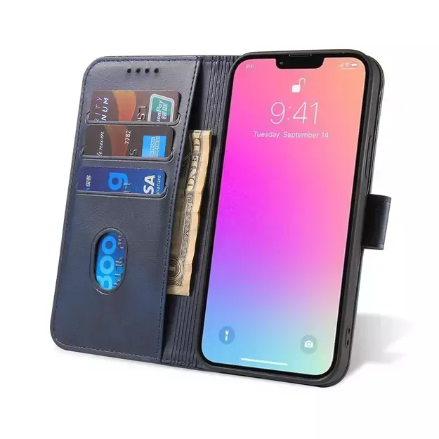 Magnet Case elegant bookcase type case with kickstand for iPhone 13 Pro Max blue 10