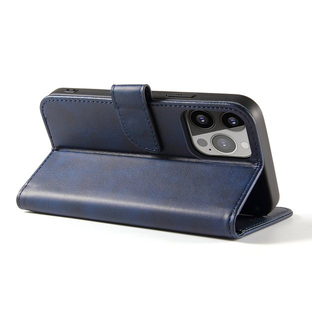 Magnet Case elegant bookcase type case with kickstand for iPhone 13 Pro Max blue 3