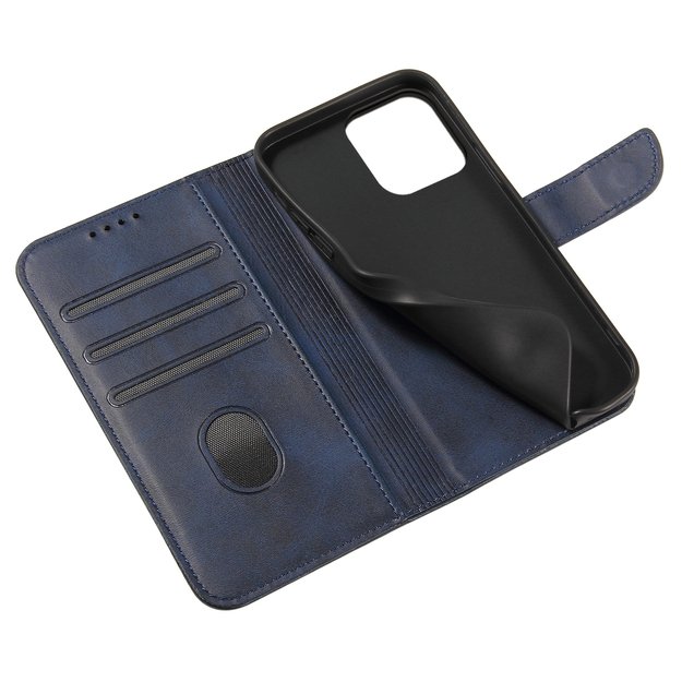 Magnet Case elegant bookcase type case with kickstand for iPhone 13 Pro Max blue 5