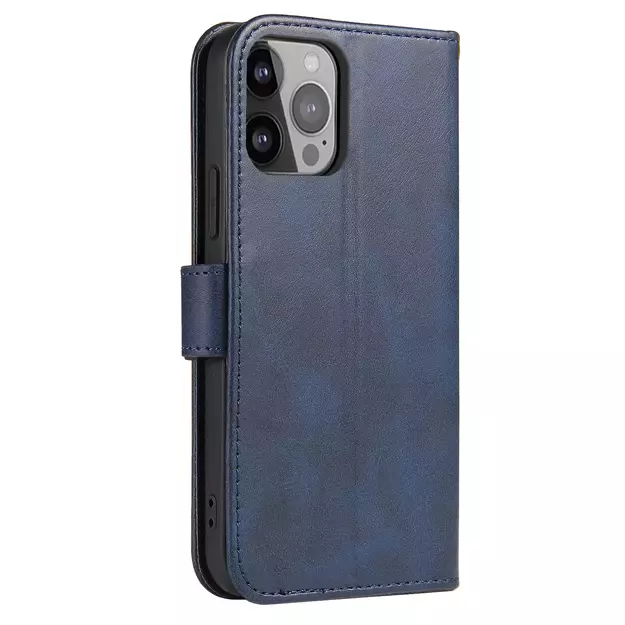 Magnet Case elegant bookcase type case with kickstand for iPhone 13 Pro Max blue 7