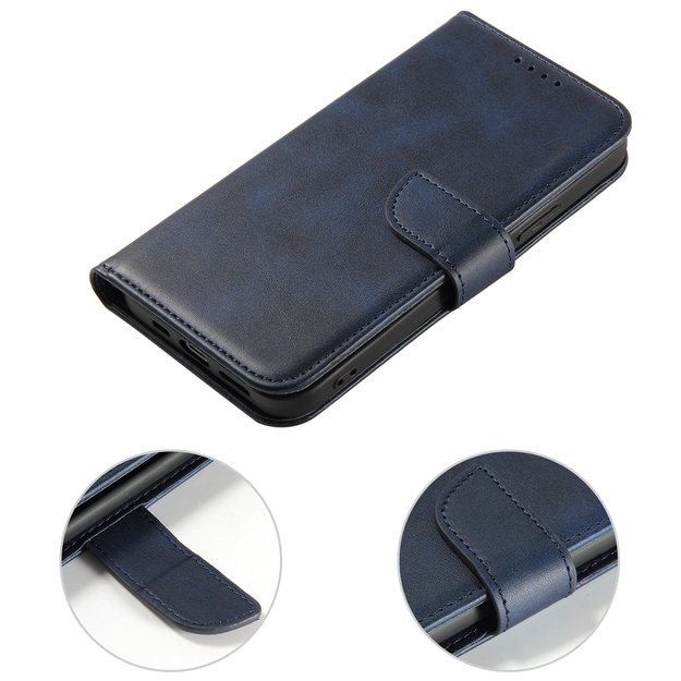 Magnet Case elegant bookcase type case with kickstand for iPhone 13 Pro Max blue 6