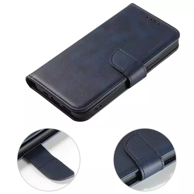 Magnet Case elegant bookcase type case with kickstand for iPhone 13 Pro Max blue 12
