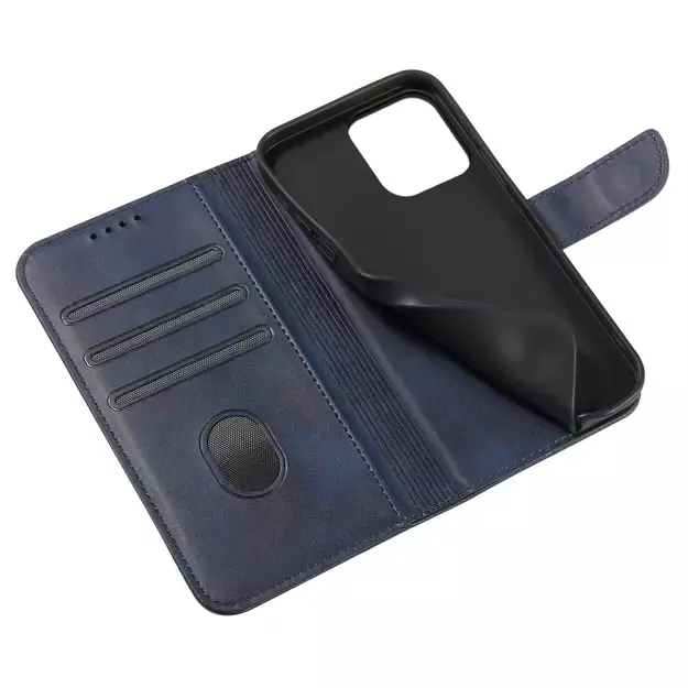 Magnet Case elegant bookcase type case with kickstand for iPhone 13 Pro Max blue 11