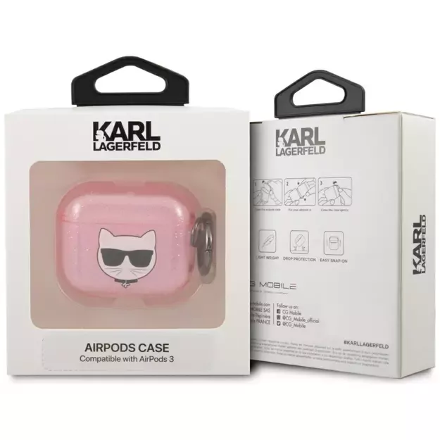 Karl Lagerfeld KLA3UCHGP AirPods 3 cover różowy/pink Glitter Choupette 2