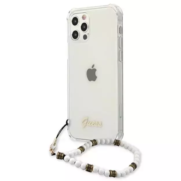 Guess GUHCP12LKPSWH iPhone 12 Pro Max 6.7&quot  Transparent Hardcase White Pearl 1