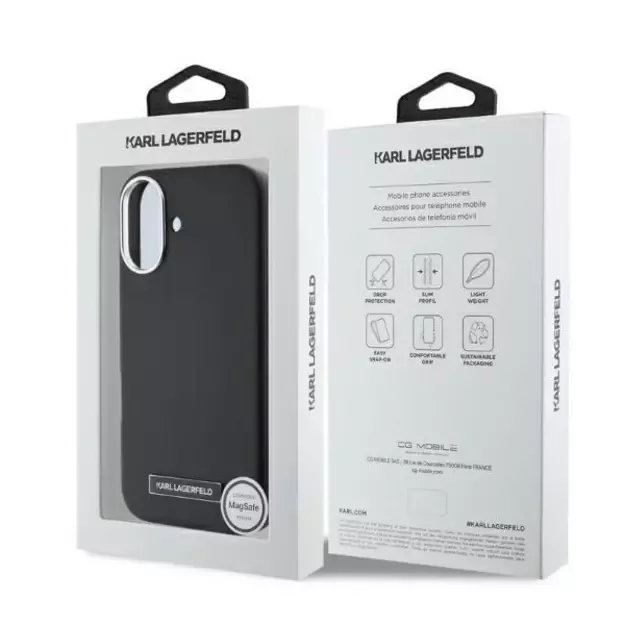 Karl Lagerfeld FW Metal Plate MagSafe iPhone 16 Case - Black 4