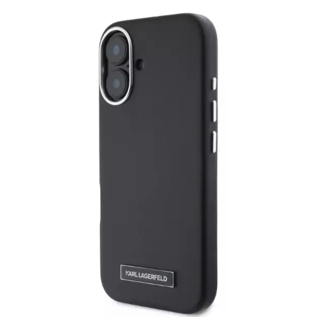 Karl Lagerfeld FW Metal Plate MagSafe iPhone 16 Case - Black 2