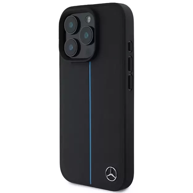 Mercedes MB Blue Line Leather MagSafe iPhone 16 Pro Case - Black 7