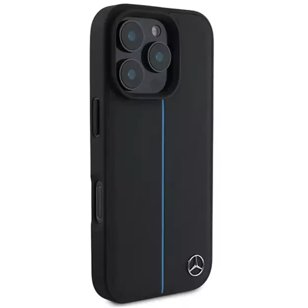 Mercedes MB Blue Line Leather MagSafe iPhone 16 Pro Case - Black 9