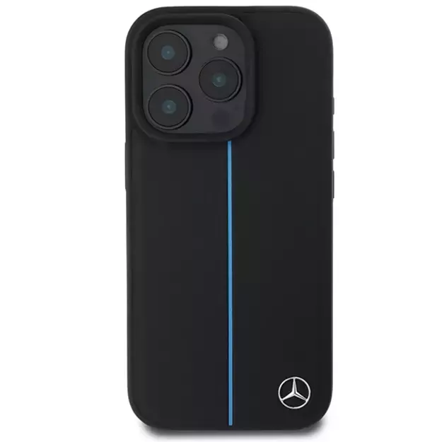 Mercedes MB Blue Line Leather MagSafe iPhone 16 Pro Case - Black 8