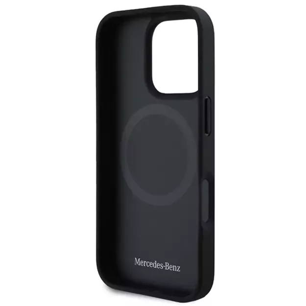Mercedes MB Blue Line Leather MagSafe iPhone 16 Pro Case - Black 12