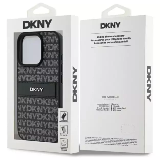 DKNY Texture Pattern Tonal Stripe iPhone 16 Pro Max Case - Black 7