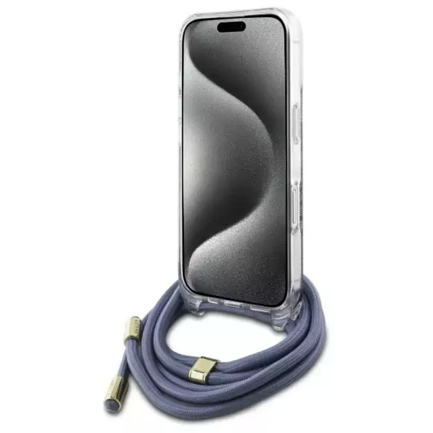 Guess Crossbody Cord 4G Print Case for iPhone 16 Pro Max - Blue 9