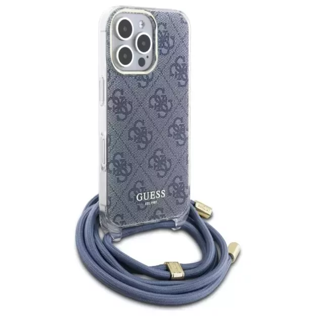 Guess Crossbody Cord 4G Print Case for iPhone 16 Pro Max - Blue 8
