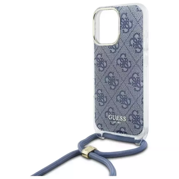 Guess Crossbody Cord 4G Print Case for iPhone 16 Pro Max - Blue 10