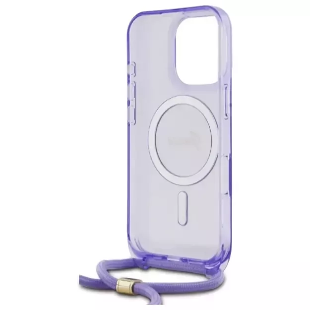 Guess Crossbody Cord Script MagSafe Case for iPhone 16 Pro Max - Purple 5