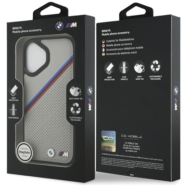 BMW M Tricolor Metal Logo MagSafe Case for iPhone 17 - Gray 7