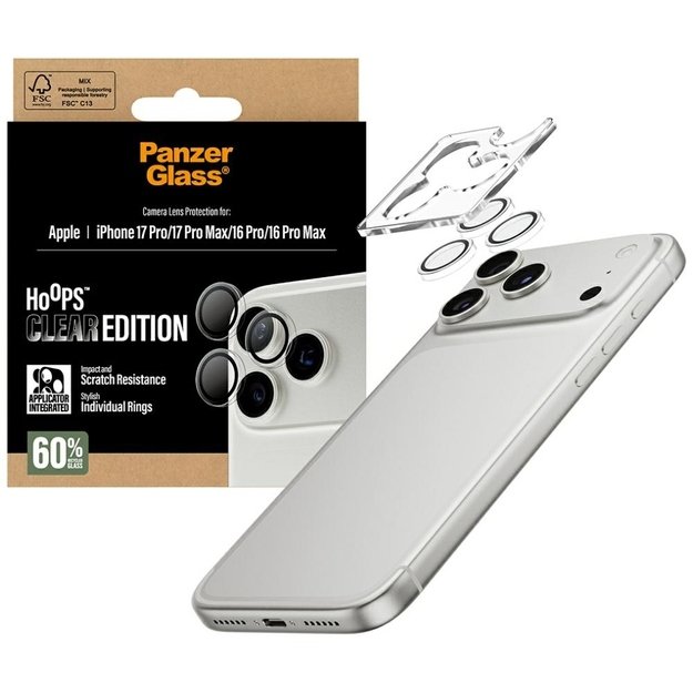 PanzerGlass Hoops Tempered Glass Lens Screen Protector for iPhone 17 Pro / 17 Pro Max / 16 Pro / 16 Pro Max 3