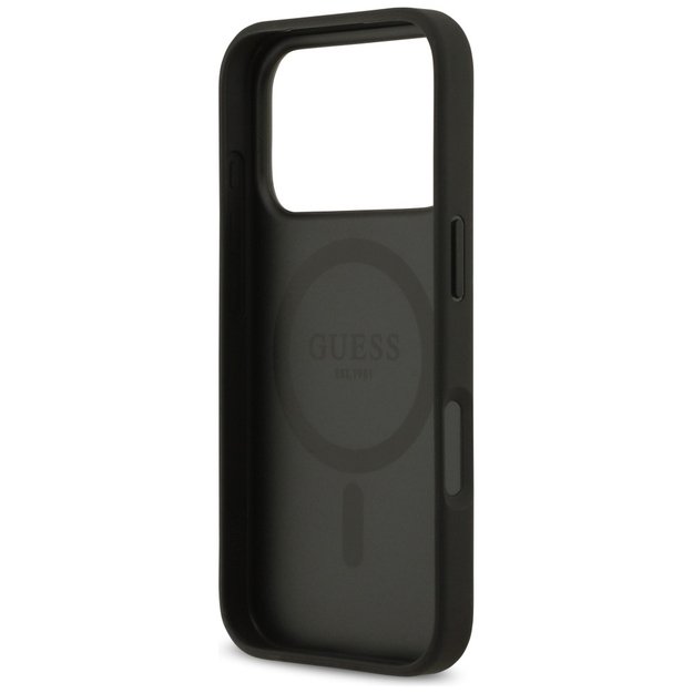 Guess Grained Flowers Classic Logo MagSafe case for iPhone 17 Pro - black 6