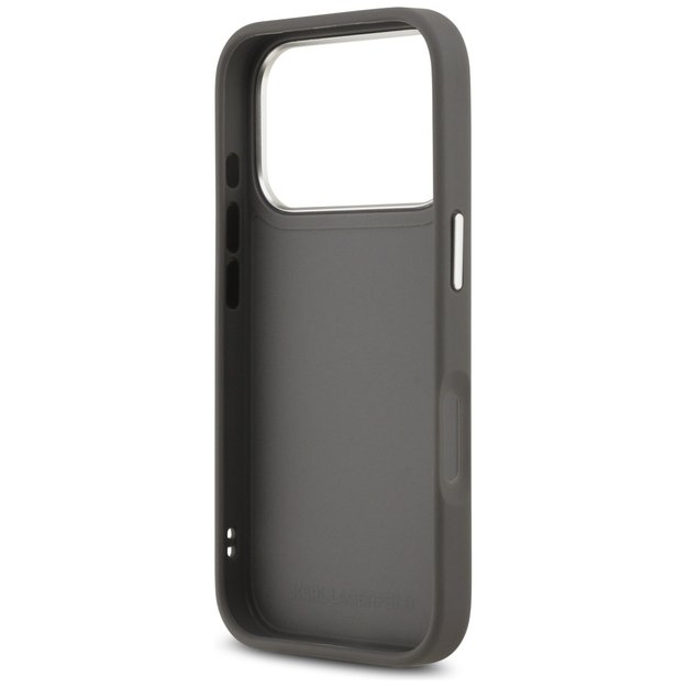 Karl Lagerfeld FW Grained Karl &amp  Choupette Heads Pins &amp  Logo iPhone 17 Pro Case - Gray 6