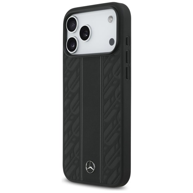 Mercedes Leather Laurel Leaves Stripes MagSafe Case for iPhone 17 Pro Max - Black 1