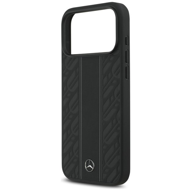 Mercedes Leather Laurel Leaves Stripes MagSafe Case for iPhone 17 Pro Max - Black 5
