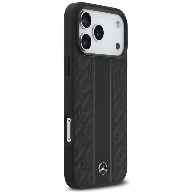 Mercedes Leather Laurel Leaves Stripes MagSafe Case for iPhone 17 Pro Max - Black 3