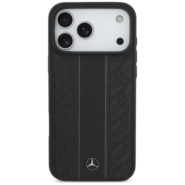 Mercedes Leather Laurel Leaves Stripes MagSafe Case for iPhone 17 Pro Max - Black 2
