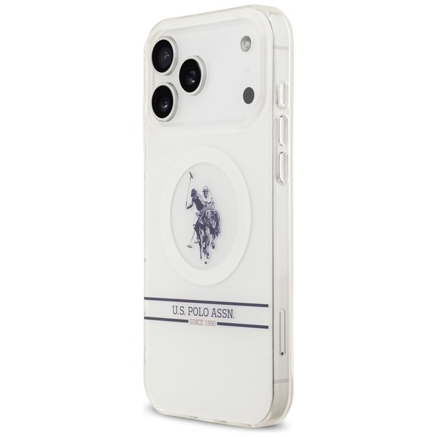 US Polo DH and Bottom Stripe Logo MagSafe Case for iPhone 17 Pro Max - White 1